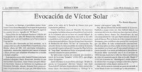 Evocación de Víctor Solar  [artículo] Ramón Riquelme.