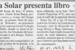 Poeta Solar presenta libro  [artículo].