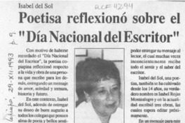 Poetisa reflexionó sobre el "Día nacional del escritor"  [artículo].