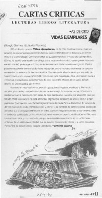 Vidas ejemplares  [artículo] Antonio Avaria.