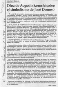 Obra de Augusto Sarrochi sobre el simbolismo de José Donoso  [artículo] Lucía Lezaeta.