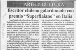Escritor chileno galardonado con premio "Superflaiano" en Italia  [artículo].