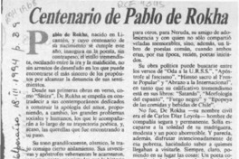 Centenario de Pablo de Rokha  [artículo] H. R. Cortés.
