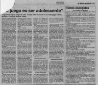 "Mi juego es ser adolescente"  [artículo].