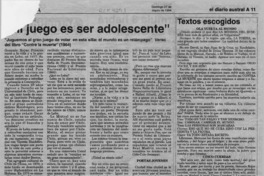 "Mi juego es ser adolescente"  [artículo].