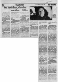 Ana María Lepe, educadora y escritora  [artículo] Héctor Fuentes Berríos.