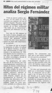 Hitos del régimen militar analiza Sergio Fernández  [artículo].