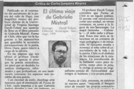 El último viaje de Gabriela Mistral  [artículo] Carlos Jorquera Alvarez.