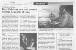 Ruiz Zaldívar con una novela estaría llegando al cine  [artículo].