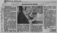 Recuerdo del Dr. Rendic  [artículo] María Teresa Sánchez C.