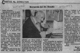Recuerdo del Dr. Rendic  [artículo] María Teresa Sánchez C.