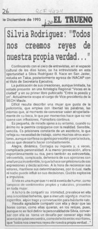 Silvia Rodríguez, "Todos nos creemos reyes de nuestra propia verdad --  [artículo].