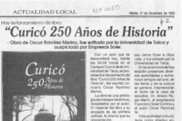 "Curicó 250 años de historia"  [artículo].