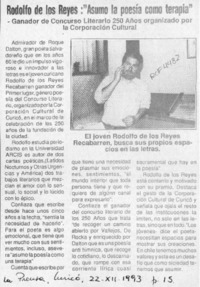 Rodolfo de los Reyes, "Asumo la poesía como terapia"
