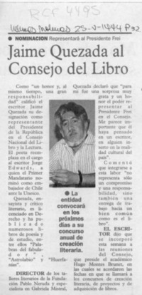 Jaime Quezada al Consejo del Libro  [artículo].