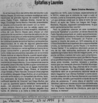Epitafios y laureles  [artículo] María Cristina Menares.