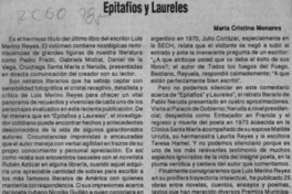 Epitafios y laureles  [artículo] María Cristina Menares.