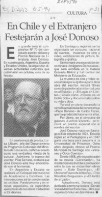 En Chile y el extranjero festejarán a José Donoso  [artículo].