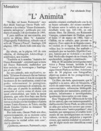 "L'Animita"  [artículo] Abelardo Troy.