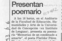 Presentan poemario  [artículo].