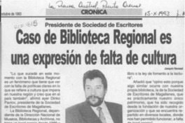 Caso de biblioteca regional es una expresión de falta de cultura  [artículo] Joaquín Navasal.