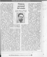 Historia personal del miedo  [artículo] Carlos Jorquera Alvarez.