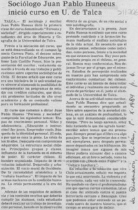 Sociólogo Juan Pablo Huneeus inició curso en U. de Talca