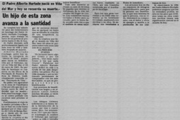 Un Hijo de esta zona avanza a la santidad