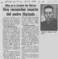Hoy recuerdan muerte del padre Hurtado