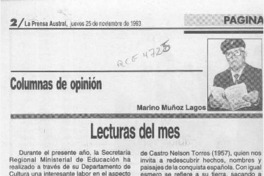 Lecturas del mes  [artículo] Marino Muñoz Lagos.