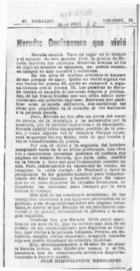 Neruda, confesemos que vivió  [artículo] Juan Mihovilovic Hernández.
