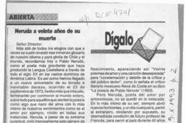 Neruda a veinte años de su muerte  [artículo] Miguel Angel Díaz A.