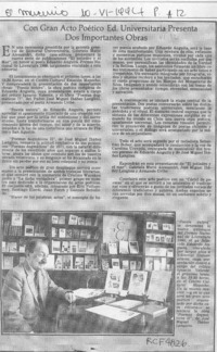 Con gran acto poético Ed. Universitaria presenta dos importantes obras  [artículo].