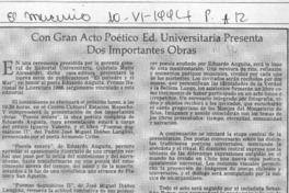 Con gran acto poético Ed. Universitaria presenta dos importantes obras  [artículo].