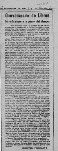 Conversando de libros  [artículo].