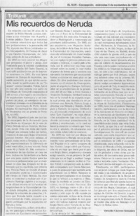 Mis recuerdos de Neruda  [artículo] Osvaldo Cáceres González.