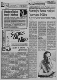 Homenaje a Neruda realizará Universidad de Talca  [artículo].