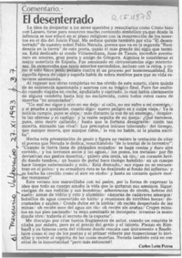 El desenterrado  [artículo] Carlos León Pezoa.