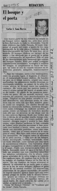 El bosque y el poeta  [artículo] Carlos A. Gana Barros.