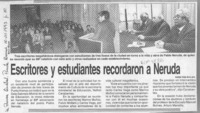 Escritores y estudiantes recordaron a Neruda  [artículo].