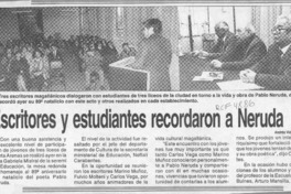 Escritores y estudiantes recordaron a Neruda  [artículo].