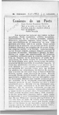 Comienzo de un poeta  [artículo] Juan Carlos González Colville.