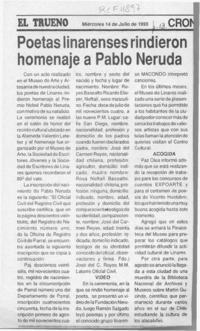 Poetas linarenses rindieron homenaje a Pablo Neruda  [artículo].