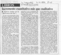 Incremento cuantitativo más que cualitativo  [artículo] Eduardo Guerrero del Río.