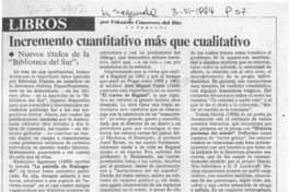 Incremento cuantitativo más que cualitativo  [artículo] Eduardo Guerrero del Río.