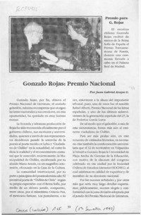 Gonzalo Rojas, Premio Nacional  [artículo] Juan Gabriel Araya G.