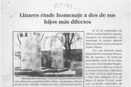 Linares rinde homenaje a dos de sus hijos más dilectos  [artículo].