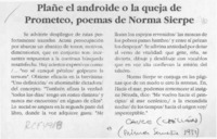 Plañe el androide o la queja de Prometeo, poemas de Norma Sierpe  [artículo] Eliana Godoy G.