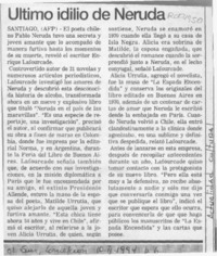 Ultimo idilio de Neruda  [artículo].