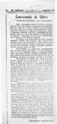 Mariano Latorre y el criollismo  [artículo].